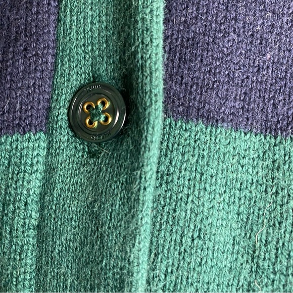 Tommy Hilfiger Sweater Mens Small Green & Blue Striped Cardigan Button Up Preppy - Picture 5 of 8